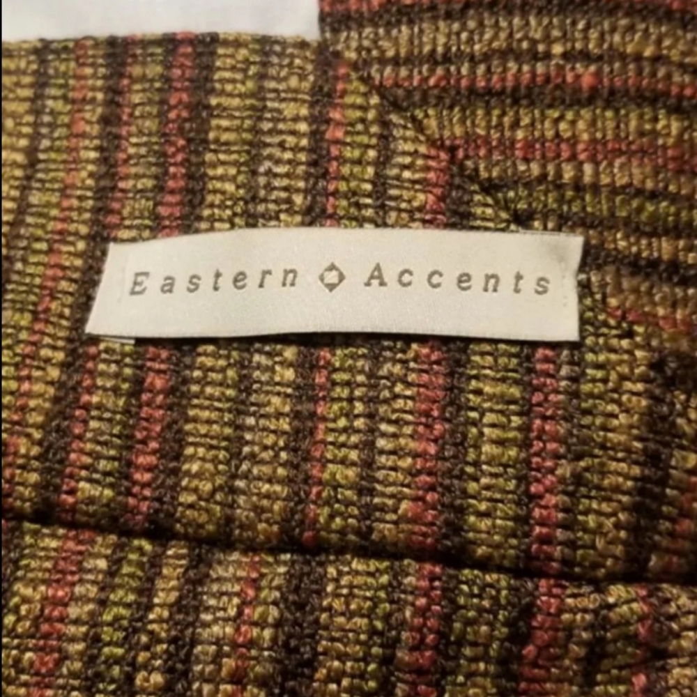NWT EASTERN ACCENTS luxury bed skirt Queen Quentin olive striped tailored